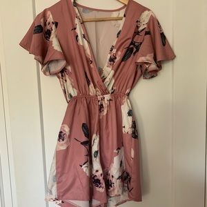 Pink Floral Tie Romper